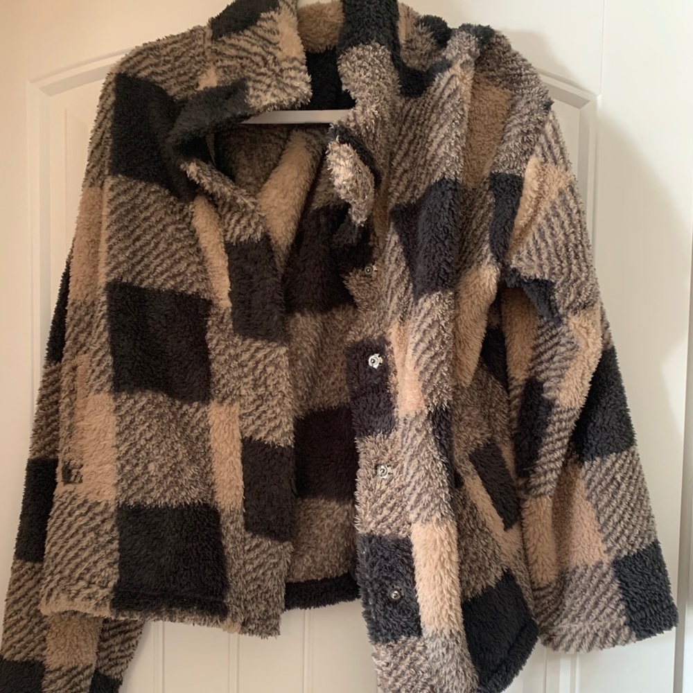 Nordstrom Camel/Black checkered jacket